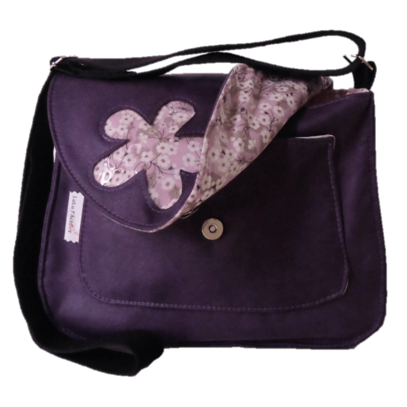 sac bandouliere en simili cuir et tissu effervescence sac besace femme violet a bulles turquoise sac a main original 