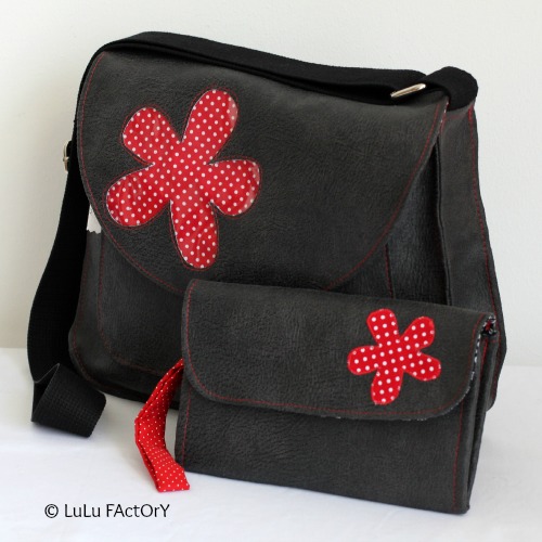 portefeuille noir pois rouges + sac