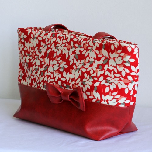 sac a main lulucherm rouge feuillage-face noeud